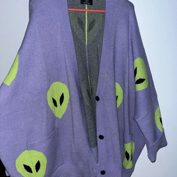 Dressed in LaLa Purple Alien Patterned Women's Sweater - Picture 5 of 5